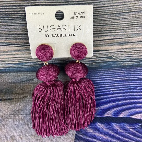 Sugarfix by baublebar dangle Tassel earrings set of 2 red and purple - Picture 4 of 4